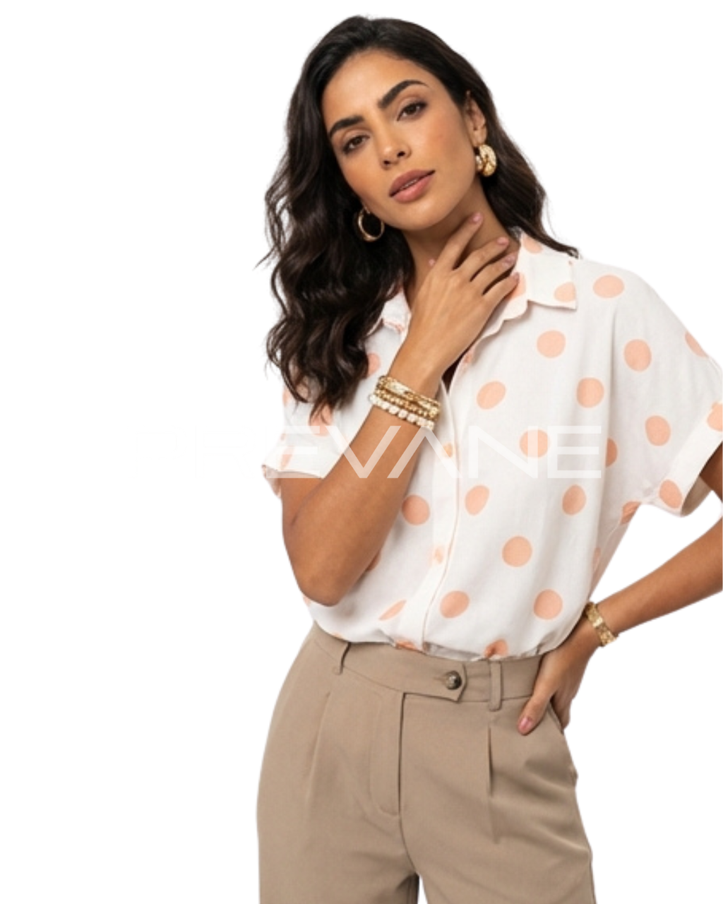 Camicia Oversize a Pois in Cotone