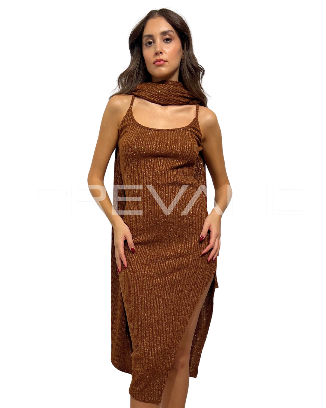 Abito Midi Cotone Elegante Laminato