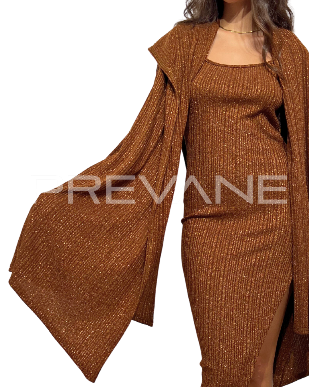 Abito Midi Cotone Elegante Laminato