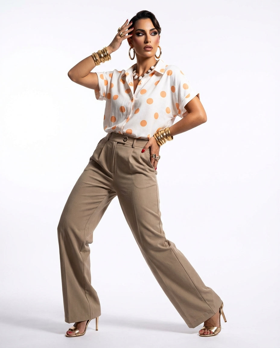 Camicia Oversize a Pois in Cotone