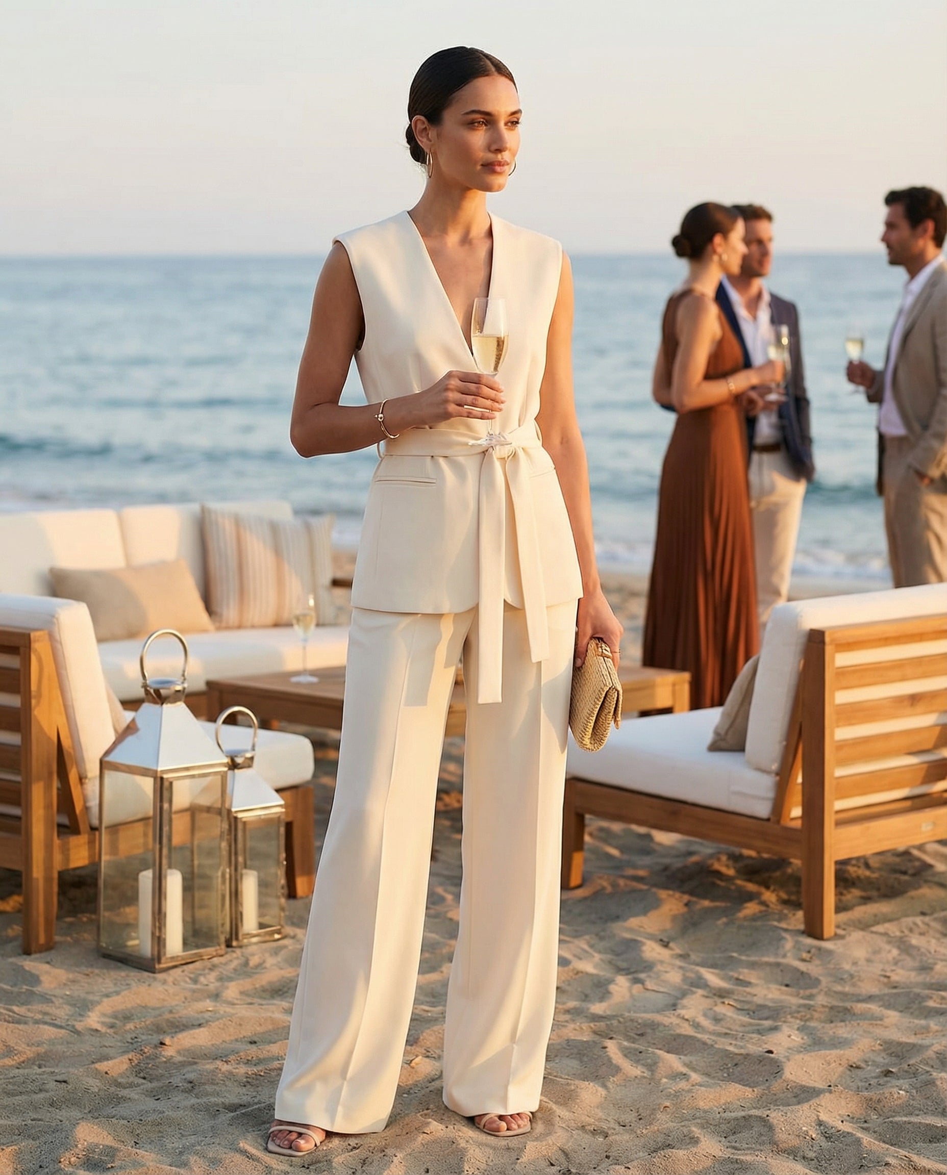 Tailleur Smanicato Coordinato Sabbia